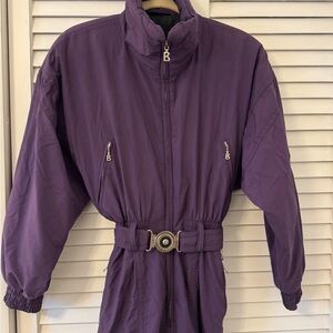 Bogner Classic VTG Purple Women's One Piece Ski Outfit Suit with Belt Size 12